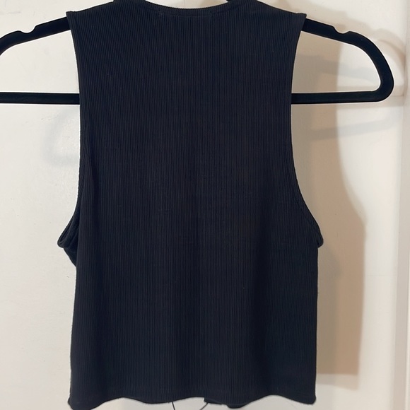 Joah Brown Lace Up Crop Tank Ribbed Top Size S/M Summit Flex Rib - Picture 6 of 13